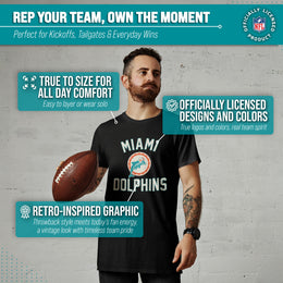 Miami Dolphins NFL Adult Retro Gameday Unisex T-Shirt - Black