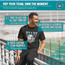Miami Dolphins NFL Adult Retro Triangle Unisex T-Shirt - Black