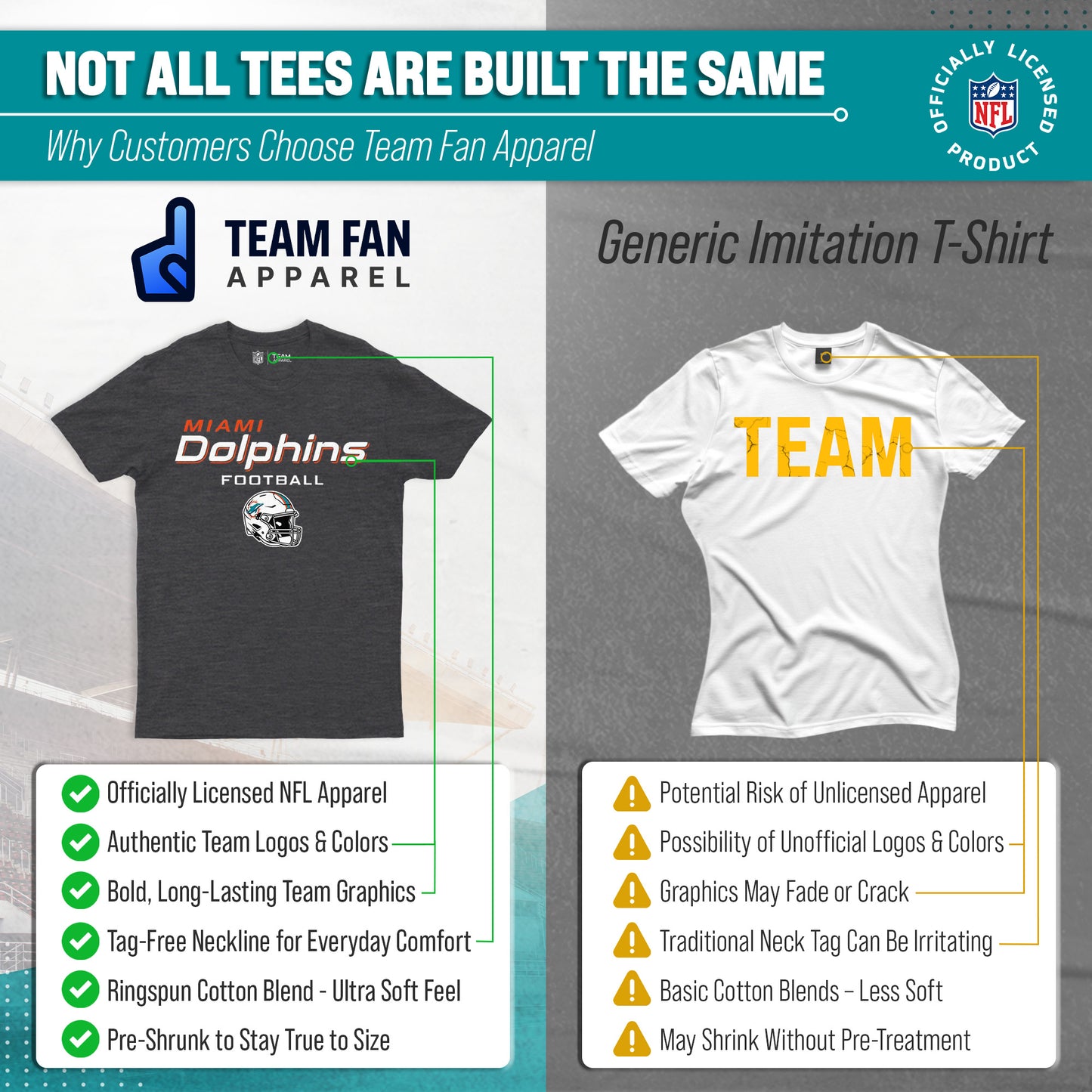 Miami Dolphins NFL Adult Football Helmet Tagless T-Shirt - Charcoal