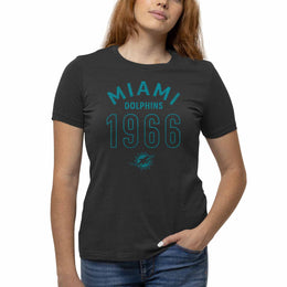 Miami Dolphins NFL Womens Big Date Tag-Less T-Shirt - Black