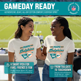 Miami Dolphins NFL Womens Vintage Charm Tag-Less Soft T-Shirt - Birch