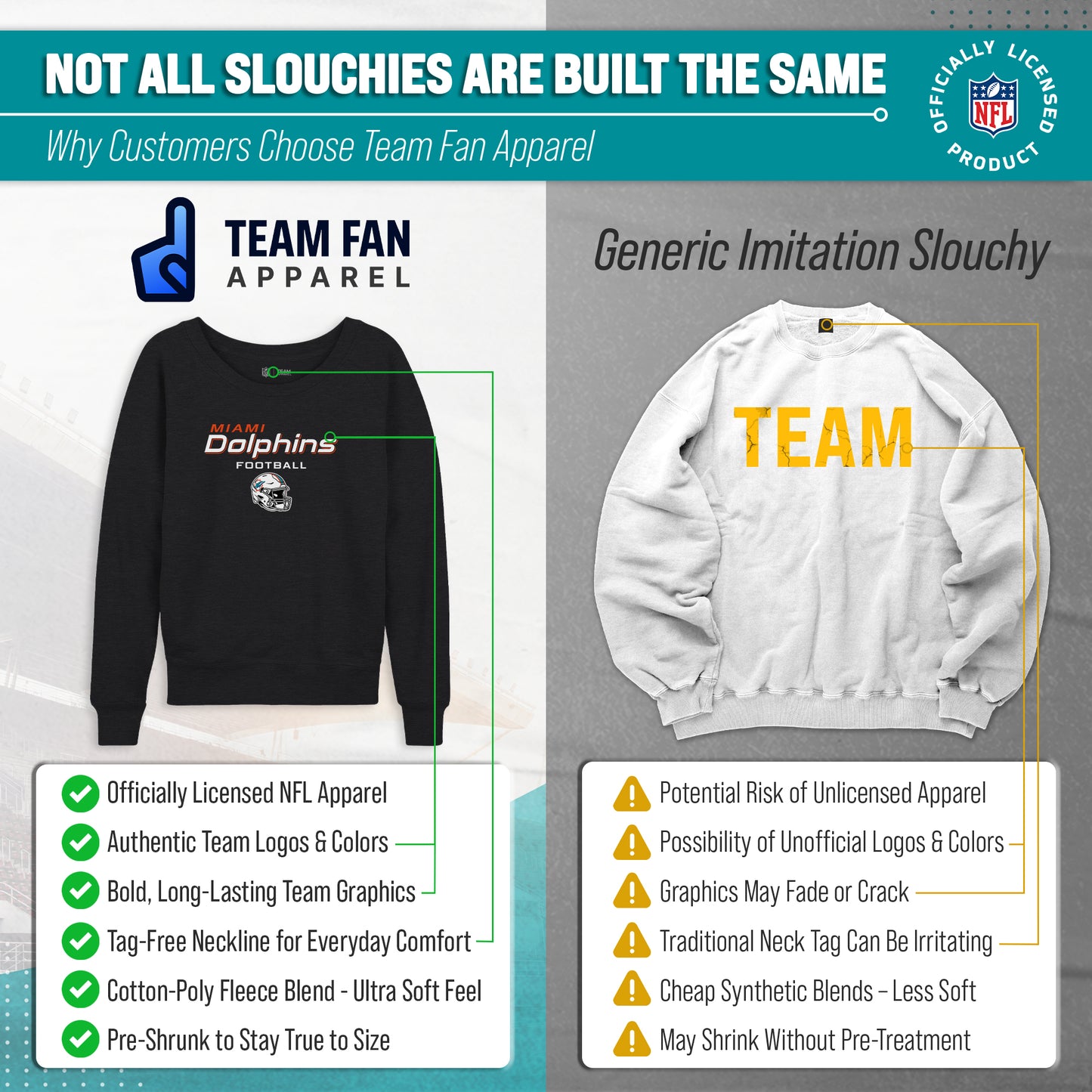 Miami Dolphins NFL Womens Helmet French Terry Slouchy Top - Charcoal
