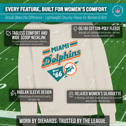Miami Dolphins NFL Womens Vintage Charm French Terry Slouchy Top - Birch