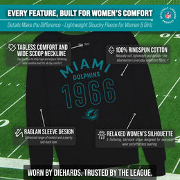 Miami Dolphins NFL Womens Big Date French Terry Slouchy Top - Black