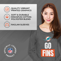 Miami Dolphins NFL Womens Plus Size Team Slogan Crew Neck - Sport Gray