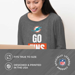Miami Dolphins NFL Womens Plus Size Team Slogan Crew Neck - Sport Gray