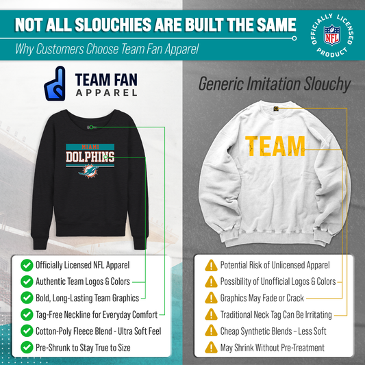 Miami Dolphins NFL Womens Team Block French Terry Slouchy Top - Charcoal