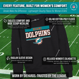 Miami Dolphins NFL Womens Team Block French Terry Slouchy Top - Charcoal