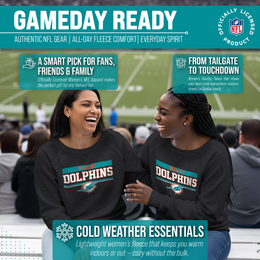 Miami Dolphins NFL Womens Team Block French Terry Slouchy Top - Charcoal