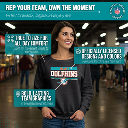 Miami Dolphins NFL Womens Team Block French Terry Slouchy Top - Charcoal