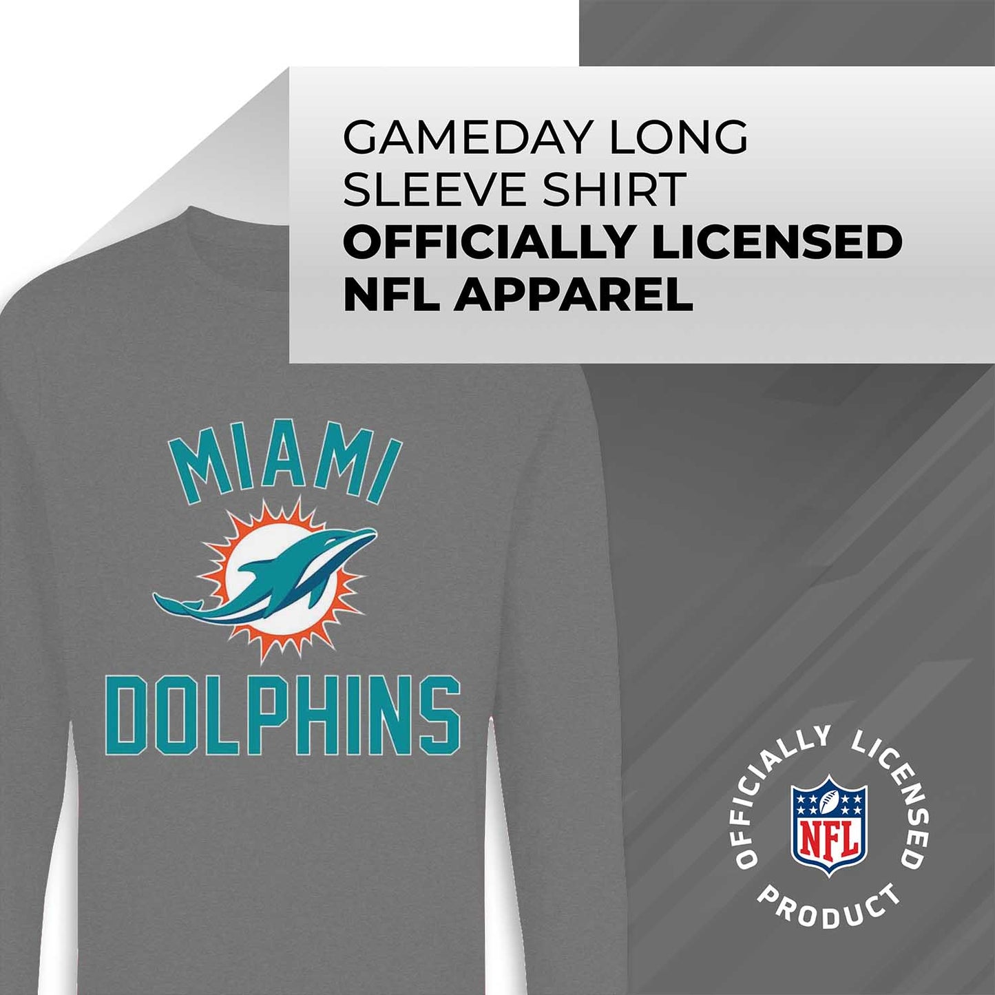 Miami Dolphins NFL Gameday Adult Long Sleeve Shirt - Charcoal
