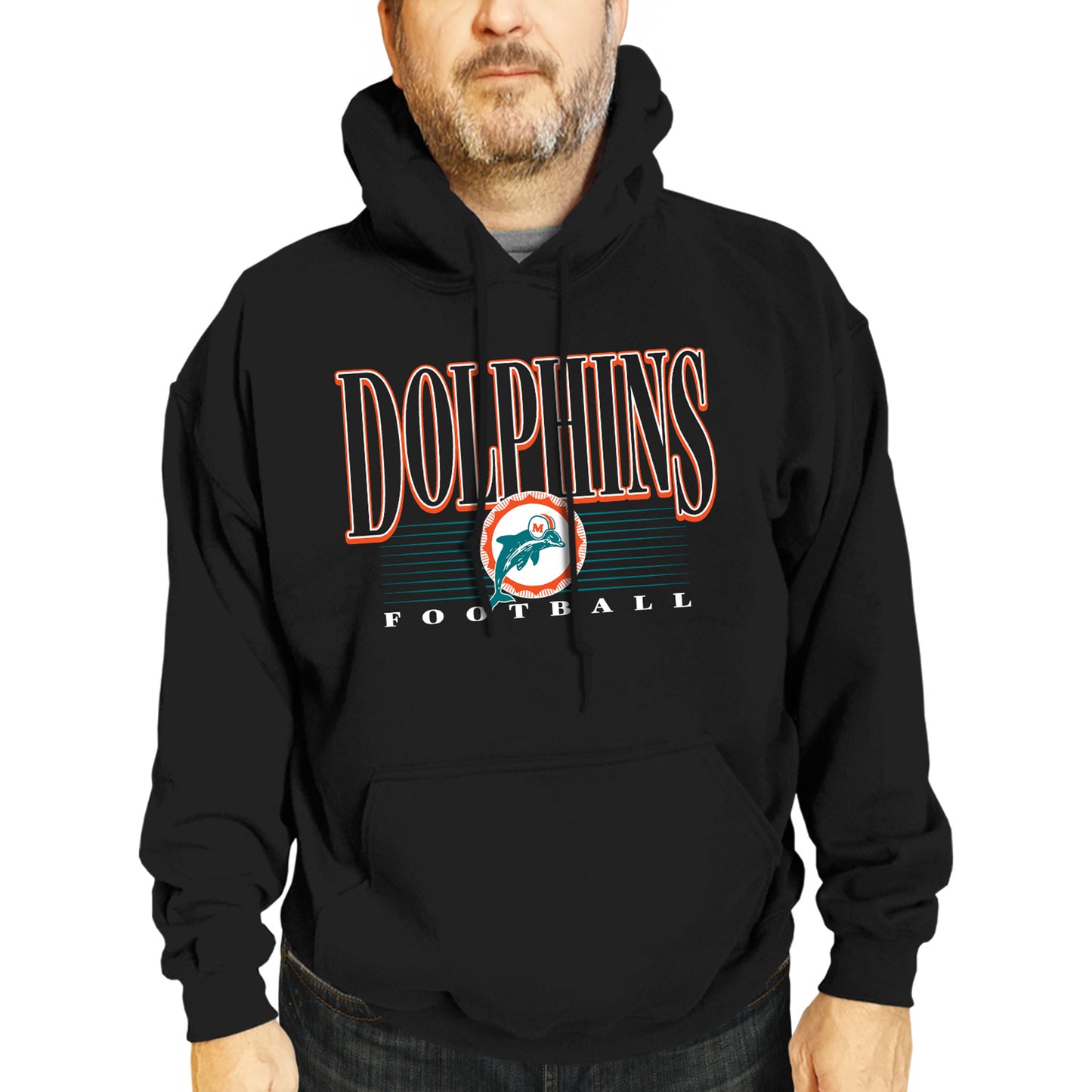 Miami Dolphins NFL Adult Unisex Overtime Blueprint Soft Fleece Hooded Sweatshirt - Black