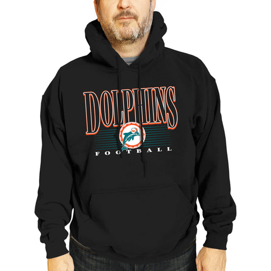 Miami Dolphins NFL Adult Unisex Overtime Blueprint Soft Fleece Hooded Sweatshirt - Black