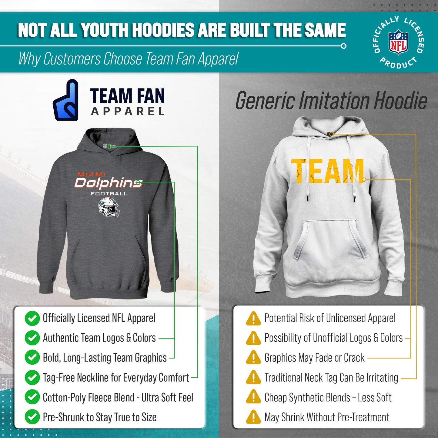 Miami Dolphins NFL Youth Football Helmet Hood - Charcoal
