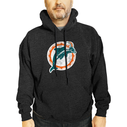 Miami Dolphins NFL Adult Unisex Modern Throwback Ultra Soft Fleece Hooded Sweatshirt - Black Heather