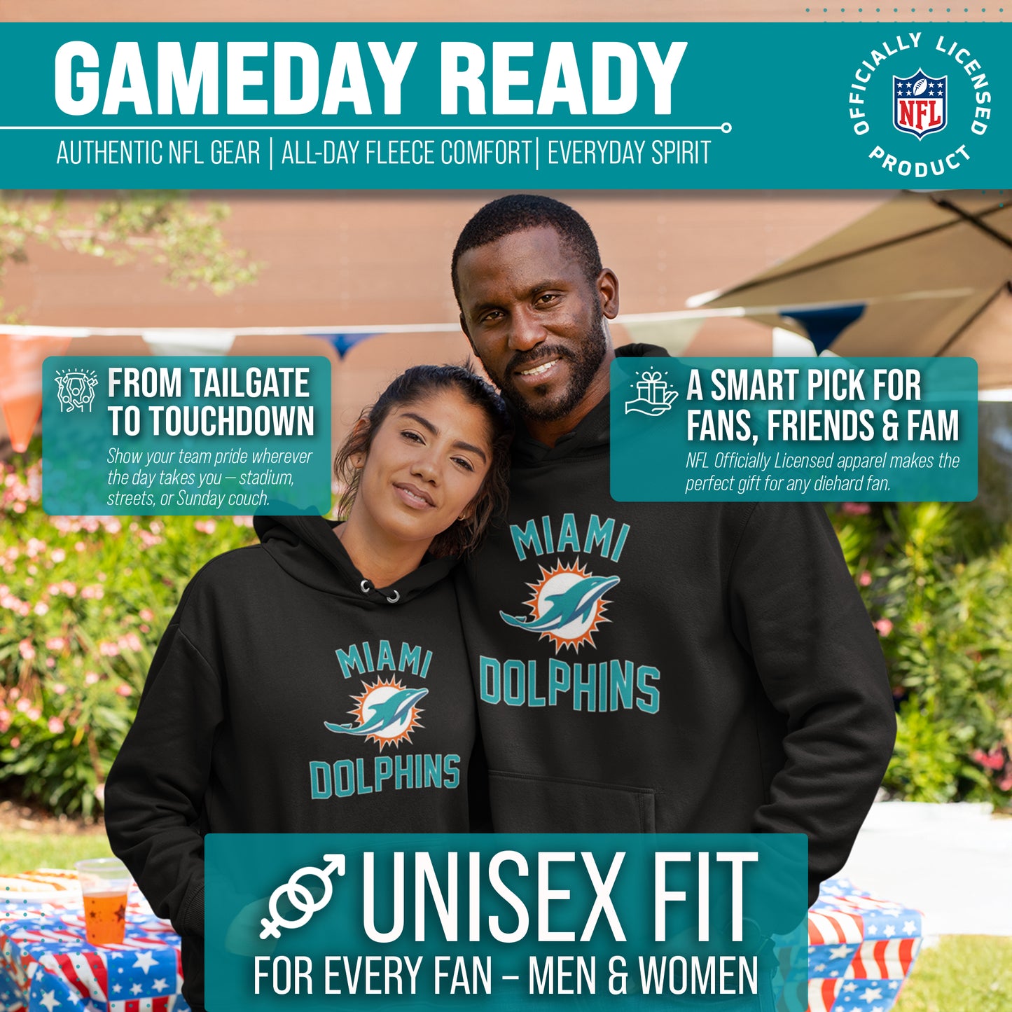 Miami Dolphins Team Fan Apparel NFL  Gameday Hoodie - Black
