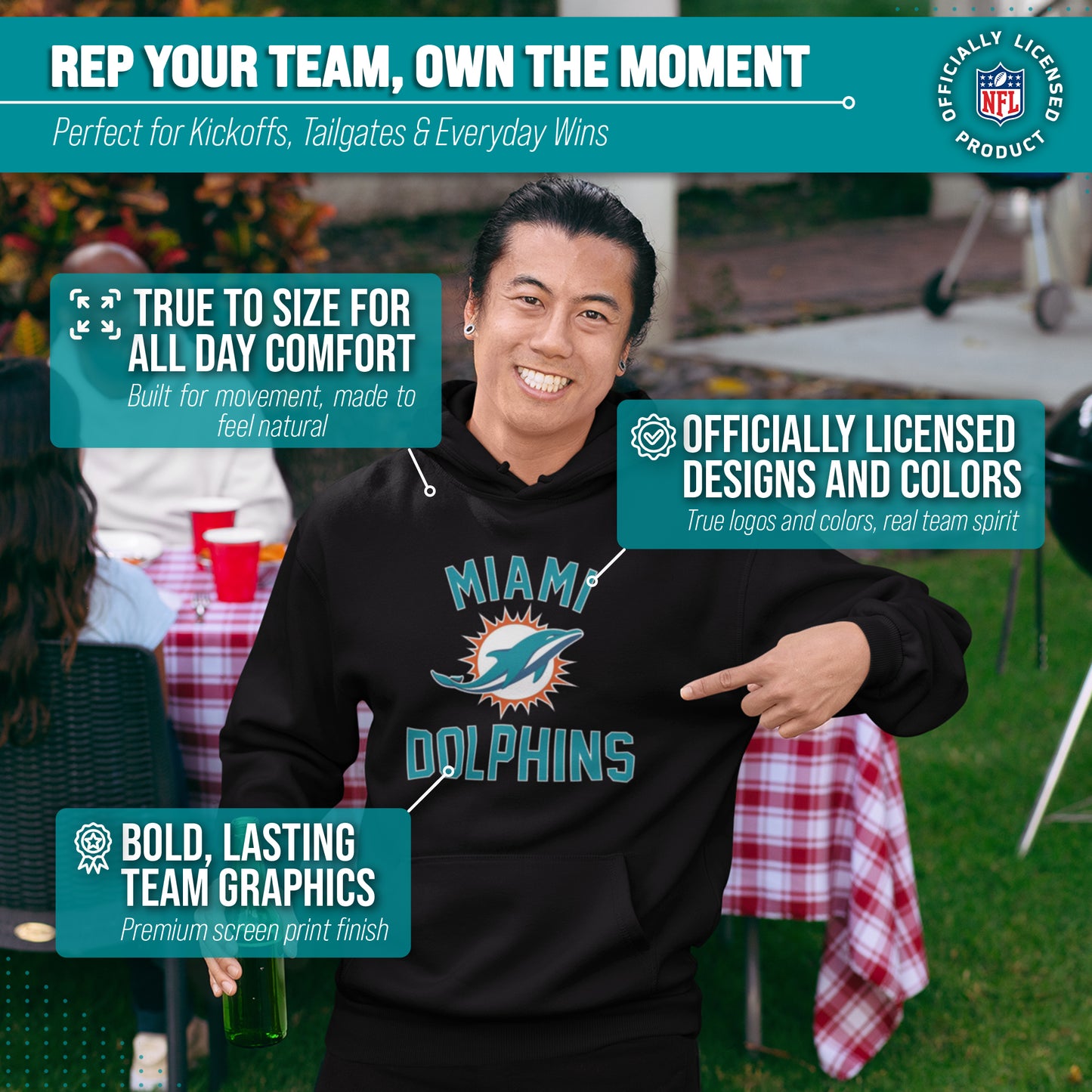 Miami Dolphins Team Fan Apparel NFL  Gameday Hoodie - Black