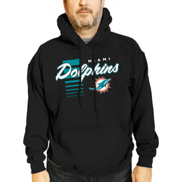Miami Dolphins NFL Adult Unisex Retro Script Ultra Soft Fleece Hooded Sweatshirt - Black