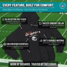 Miami Dolphins Adult NFL Football Helmet Heather Hooded Sweatshirt  - Charcoal