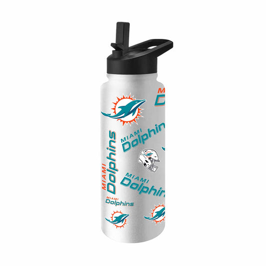 Miami Dolphins NFL 34oz Quencher Stainless Steel Insulated Water Bottle - White