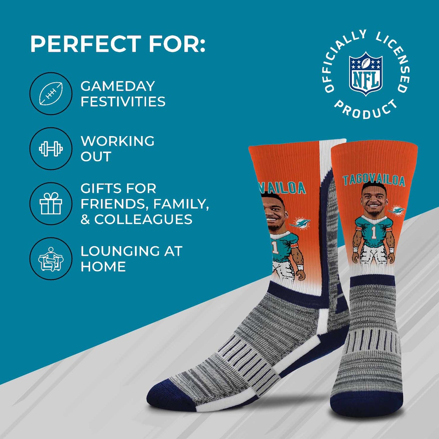 Miami Dolphins NFL V Curve Socks - Orange