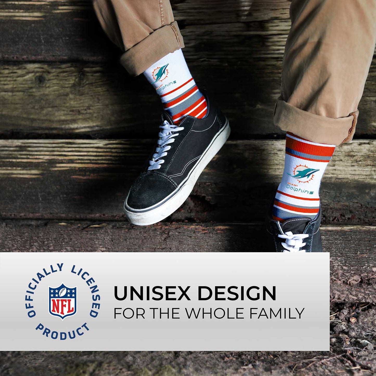 Miami Dolphins NFL Adult Striped Dress Socks - Orange