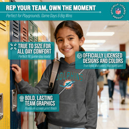 Miami Dolphins NFL Youth Home Team Hoodie- Kids Hooded Sweatshirt - Sport Gray