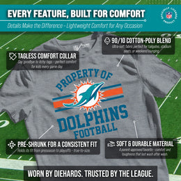 Miami Dolphins NFL Youth Property Of Short Sleeve Lightweight T Shirt - Sport Gray