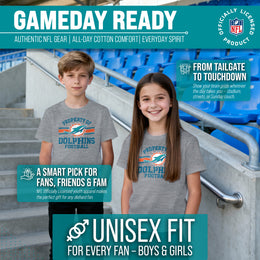 Miami Dolphins NFL Youth Property Of Short Sleeve Lightweight T Shirt - Sport Gray