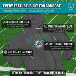 Miami Dolphins NFL Youth Home Team Hoodie- Kids Hooded Sweatshirt - Sport Gray