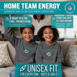 Miami Dolphins NFL Youth Home Team Hoodie- Kids Hooded Sweatshirt - Sport Gray