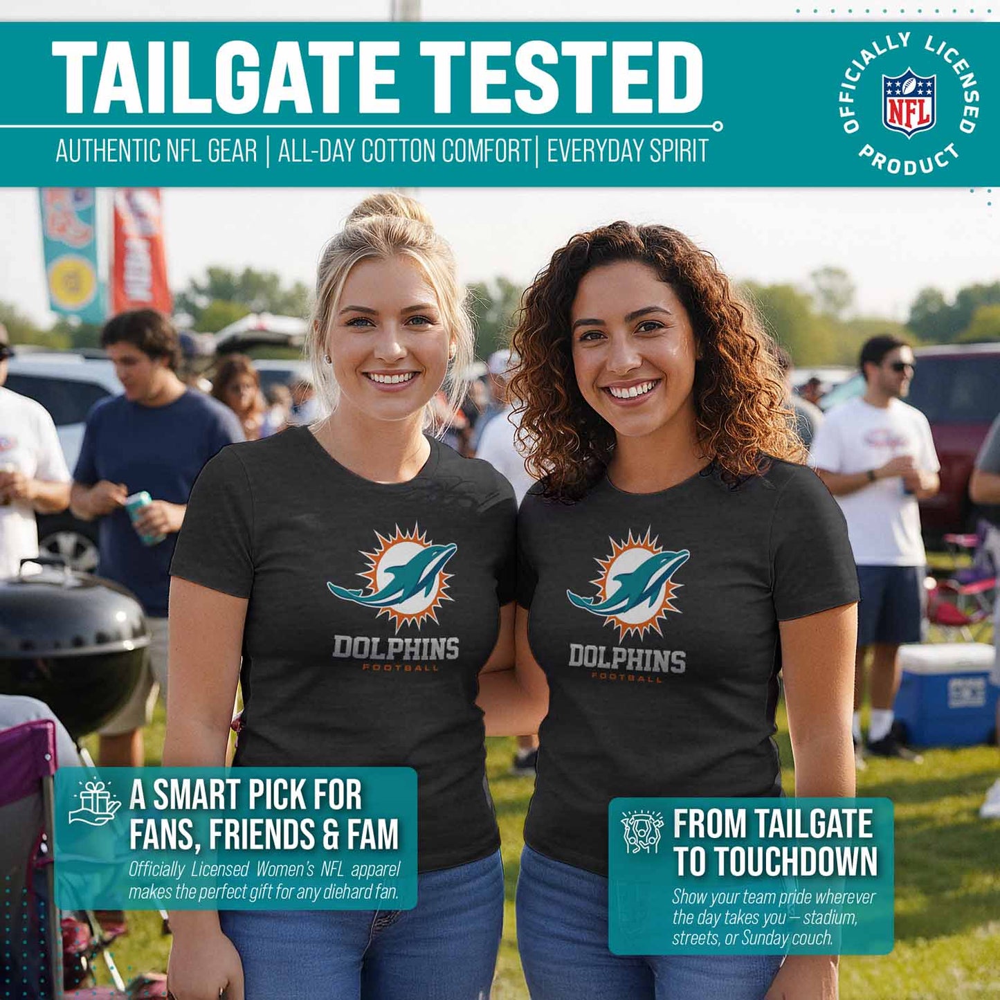 Miami Dolphins Women's NFL Ultimate Fan Logo Short Sleeve T-Shirt - Black