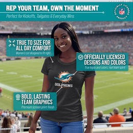 Miami Dolphins Women's NFL Ultimate Fan Logo Short Sleeve T-Shirt - Black