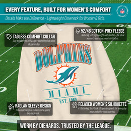 Miami Dolphins Womens NFL Starstruck Crewneck Pullover - Cream