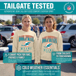 Miami Dolphins Womens NFL Starstruck Crewneck Pullover - Cream