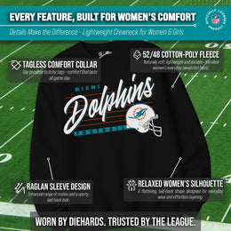 Miami Dolphins Womens NFL Scrimmage Line Crewneck Pullover - Black