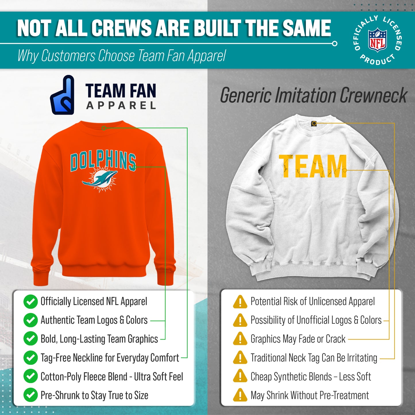 Miami Dolphins NFL Home Team Crew - Orange