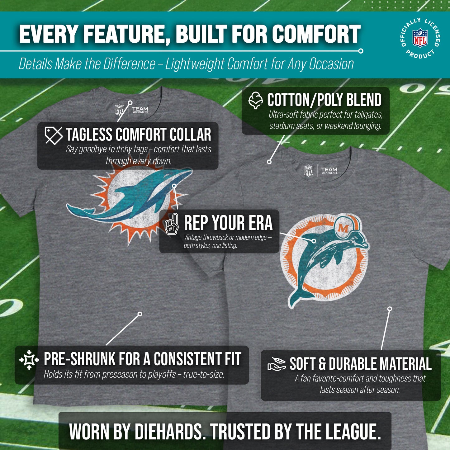 Miami Dolphins NFL Modern Throwback T-shirt - Team Color