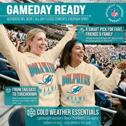 Miami Dolphins Team Fan Apparel NFL Women's  Starstruck Fleece Pullover Hoodie - Cream