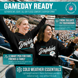 Miami Dolphins Ladies NFL Scrimmage Line Fleece Pullover Hooded Sweatshirt - Black