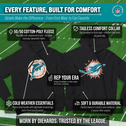 Miami Dolphins NFL Adult Unisex Modern Throwback Ultra Soft Fleece Hooded Sweatshirt - Black Heather