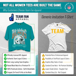 Miami Dolphins  Women's Franchise Helmet Crop T-Shirt Mock Neck - Teal