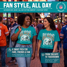Miami Dolphins  Women's Franchise Helmet Crop T-Shirt Mock Neck - Teal