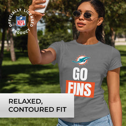 Miami Dolphins NFL Womens Plus Size Team Slogan Short Sleeve T-Shirt - Sport Gray