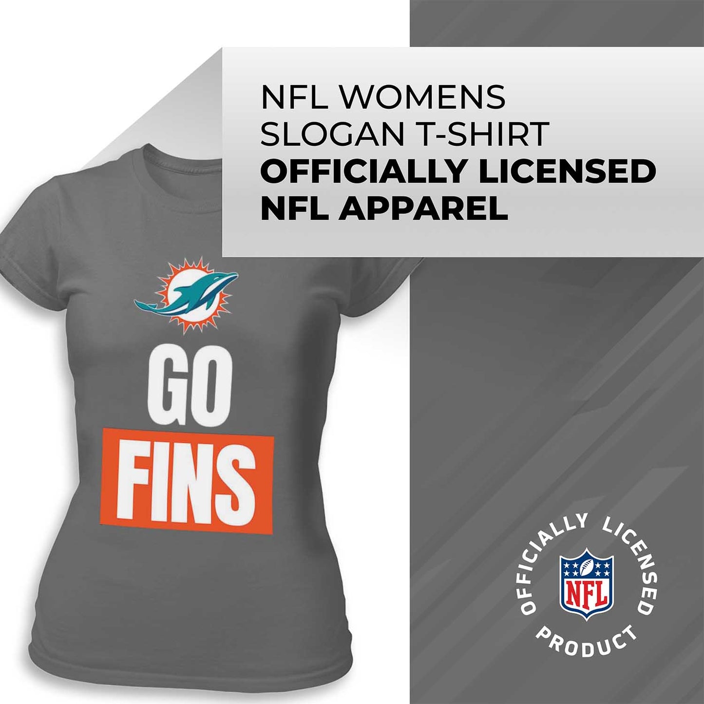 Miami Dolphins NFL Womens Plus Size Team Slogan Short Sleeve T-Shirt - Sport Gray