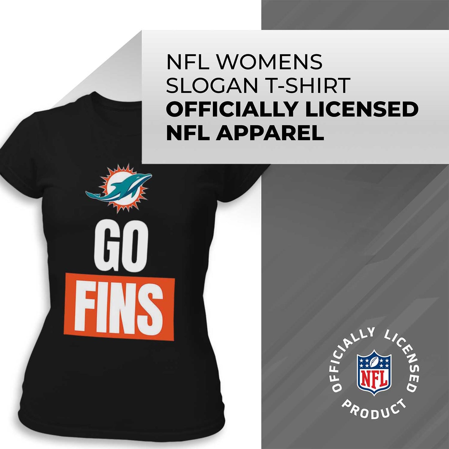 Miami Dolphins NFL Womens Plus Size Team Slogan Short Sleeve T-Shirt - Black