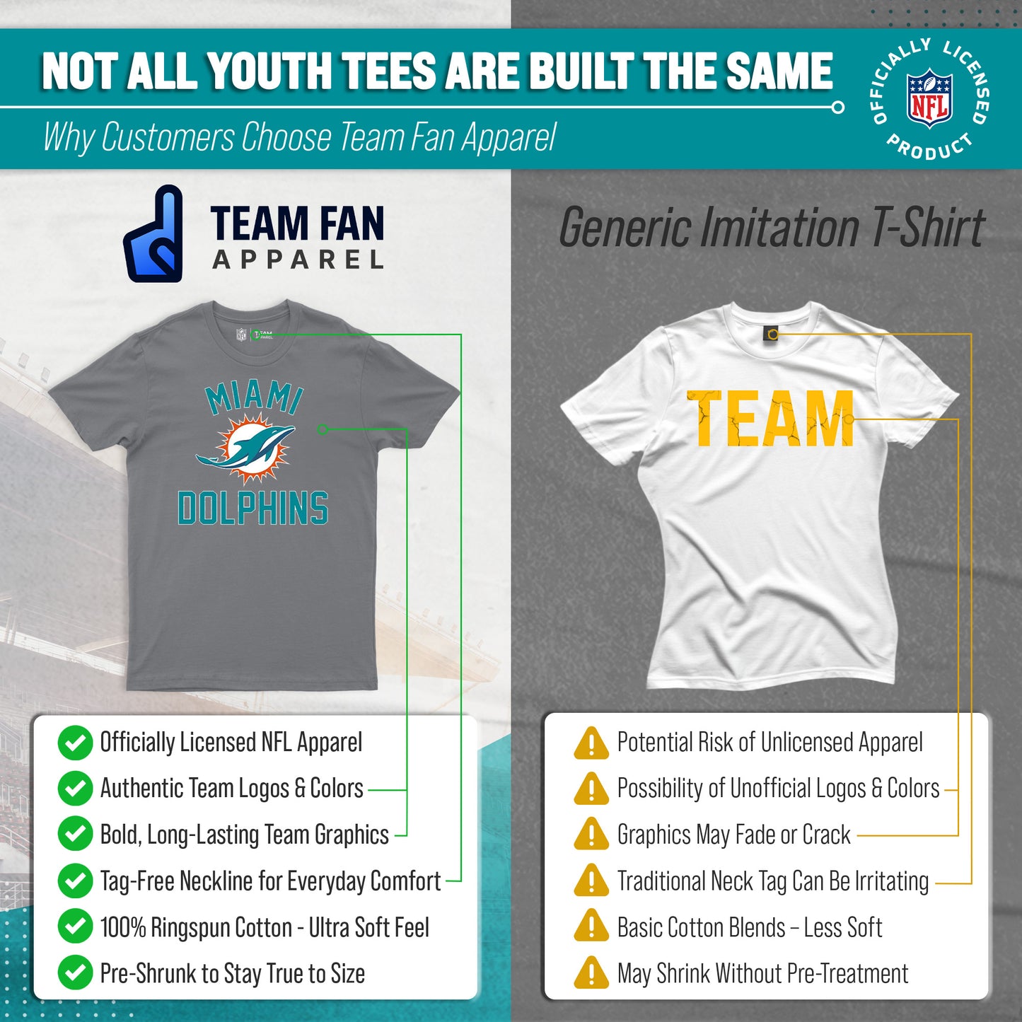 Miami Dolphins NFL Youth Gameday Football T-Shirt - Gray