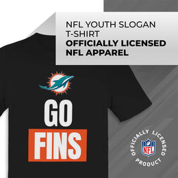 Miami Dolphins NFL Youth Team Slogan Short Sleeve Lightweight T Shirt - Black