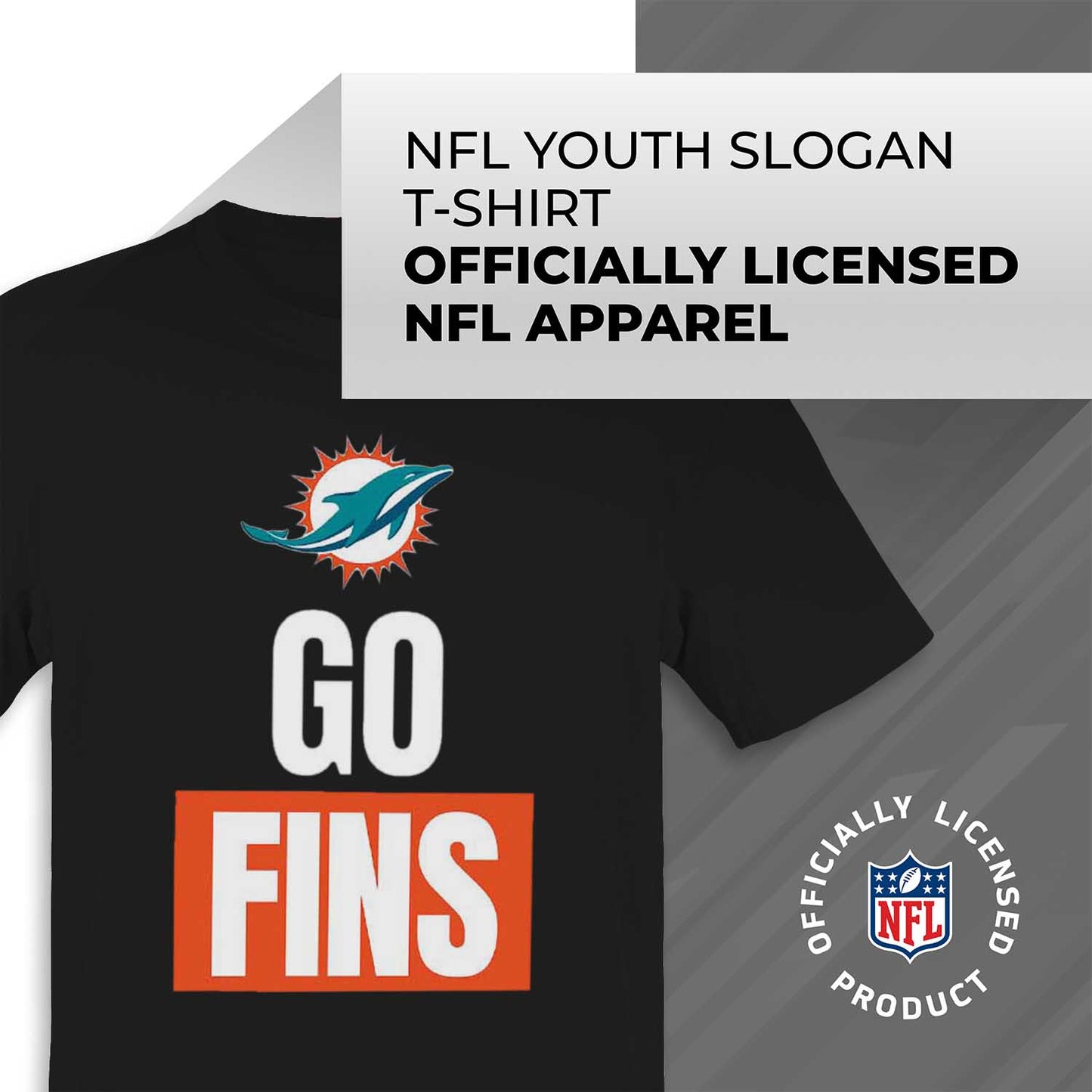 Miami Dolphins NFL Youth Team Slogan Short Sleeve Lightweight T Shirt - Black