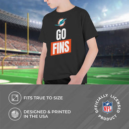 Miami Dolphins NFL Youth Team Slogan Short Sleeve Lightweight T Shirt - Black